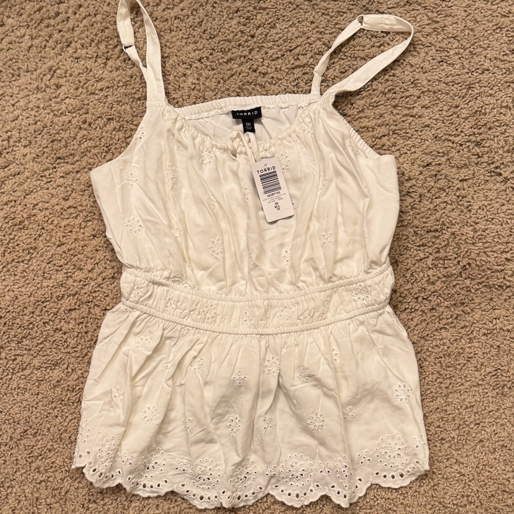 Torrid Cream Eyelet Camisole Top